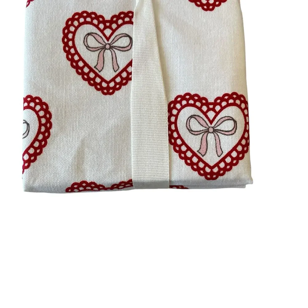 Valentine Heart Cloth Napkins 18x18 Cotton Pink Red White Set of 4 XO Love NEW